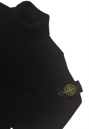 Maglia dolcevita bambino Stone Island nera in pura lana | ViaMonte Shop