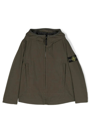 Giubbino bambino Stone Island verde in tessuto tecnico