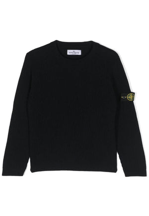 Maglia bambino Stone Island blu navy in lana vergine