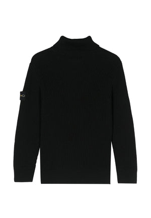 Maglia dolcevita bambino Stone Island nera in lana