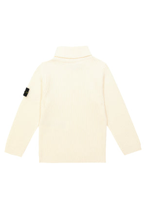 Maglia dolcevita bambino Stone Island bianca in lana
