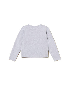T-shirt bambina Twinset grigia in jersey di cotone
