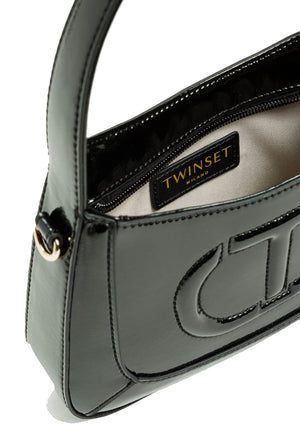 Borsa bambina Twinset nera effetto vernice