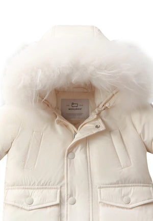 Giubbino neonato Woolrich kids My First Parka milky cream in tessuto idrorepellente | ViaMonte Shop