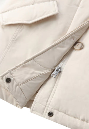 Giubbino bambina Woolrich kids Luxury Arctic Cashmere Parka milky cream in tessuto idrorepellente