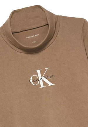 Maglia bambina Calvin Klein Jeans beige scuro in cotone | ViaMonte Shop