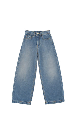 Jeans bambina baggy Elisabetta Franchi La Mia Bambina blu in denim | ViaMonte Shop