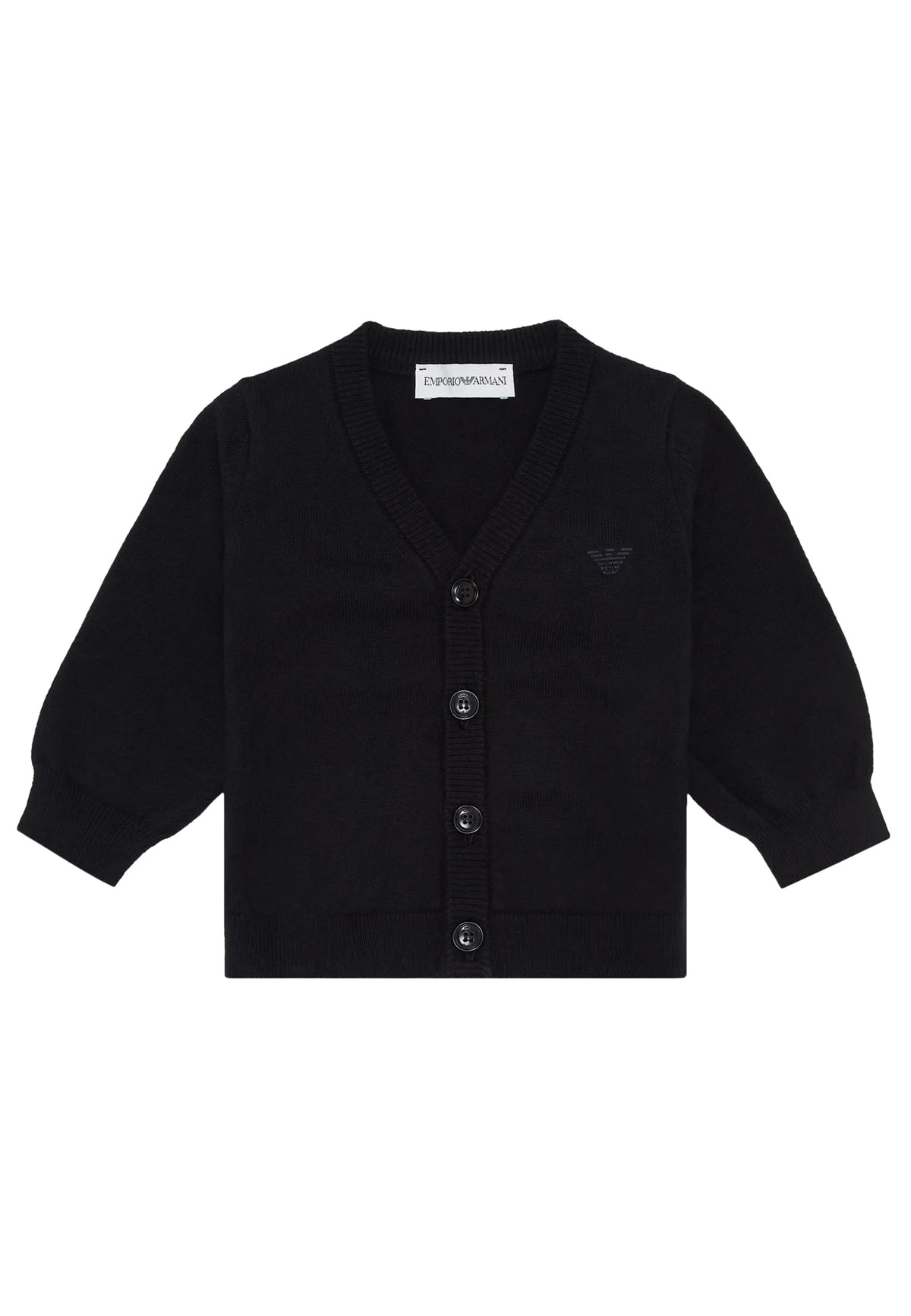 Maglia cardigan bambino Emporio Armani blu navy in misto lana | ViaMonte Shop