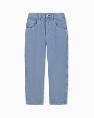 Pantalone bambino Emporio Armani azzurro in velluto di cotone
