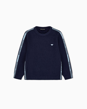 Maglia Emporio Armani bambino blu in cotone e lana