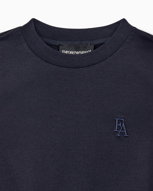 T-shirt bambino Emporio Armani blu navy in lyocell e cotone