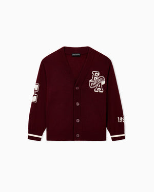 Maglia cardigan bambino Emporio Armani bordeaux in misto lana | ViaMonte Shop