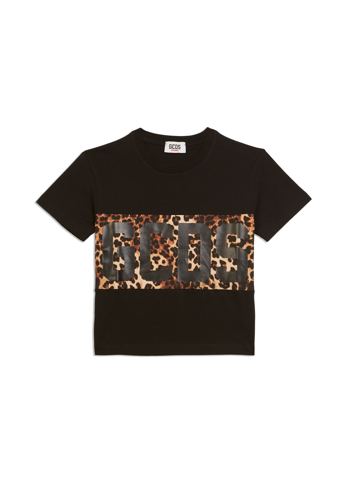 T-shirt bambina GCDS kids nera/marrone in jersey di cotone | ViaMonte Shop
