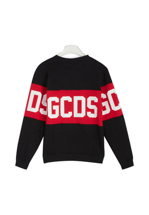 Felpa bambino GCDS kids nera/rossa in cotone