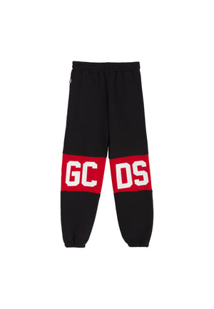 Pantalone sportivo bambino GCDS nero/rosso in cotone