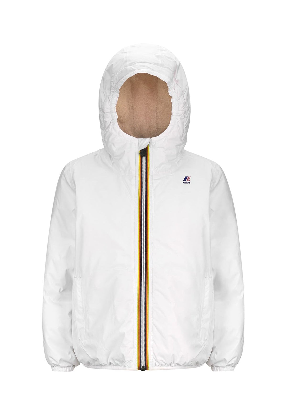 Giubbino bambino K-Way P. Le Vrai 3.0 Claude orsetto bianco in nylon | ViaMonte Shop