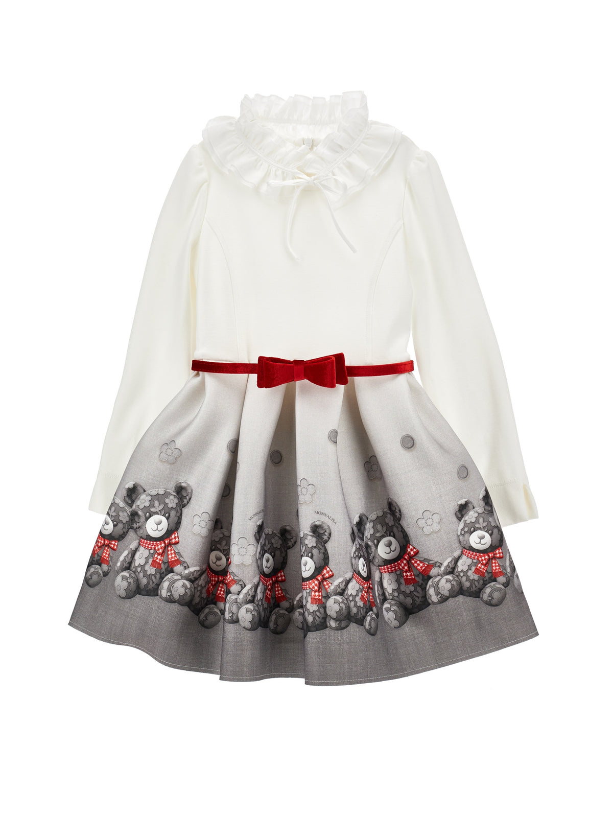 Vestito bambina Monnalisa panna/grigio in neoprene