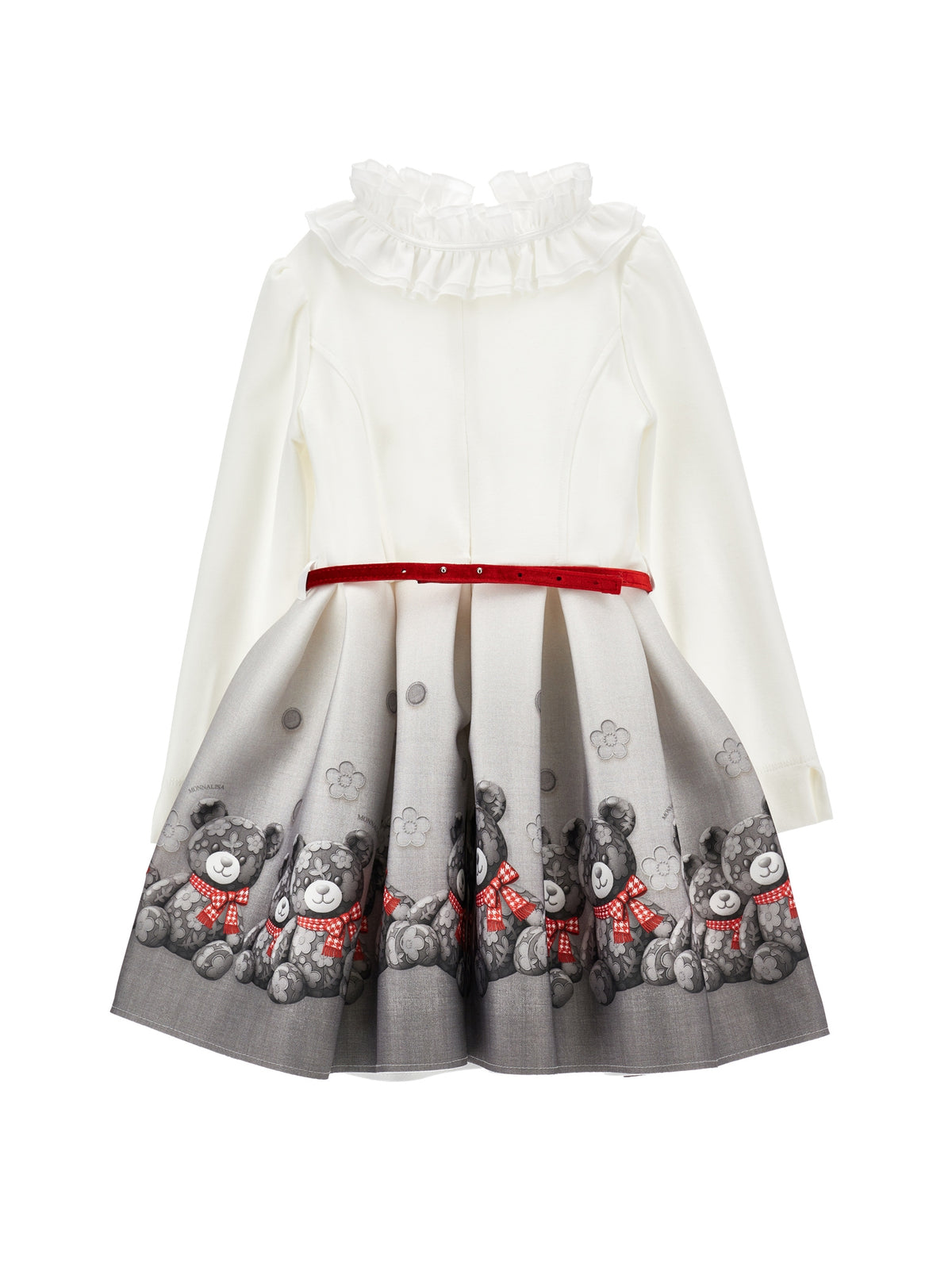 Vestito bambina Monnalisa panna/grigio in neoprene