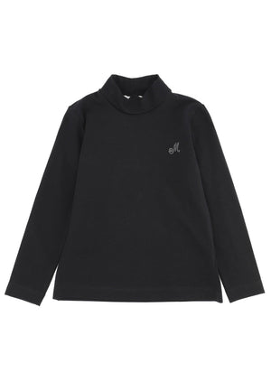 Lupetto bambina Monnalisa nero in jersey elasticizzato | ViaMonte Shop