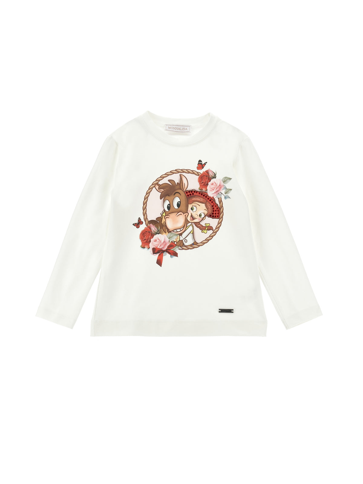 T-shirt bambina Monnalisa panna in jersey di cotone