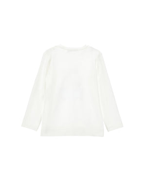 T-shirt bambina Monnalisa panna/grigio in jersey di cotone
