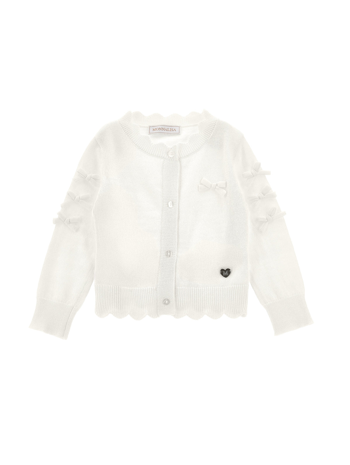 Cardigan neonata Monnalisa panna in misto cotone e lana