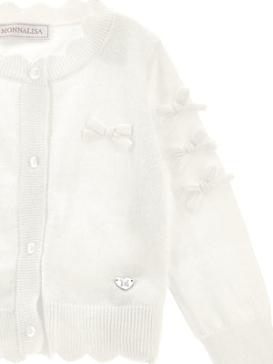 Cardigan bambina Monnalisa panna in misto cotone e lana | ViaMonte Shop