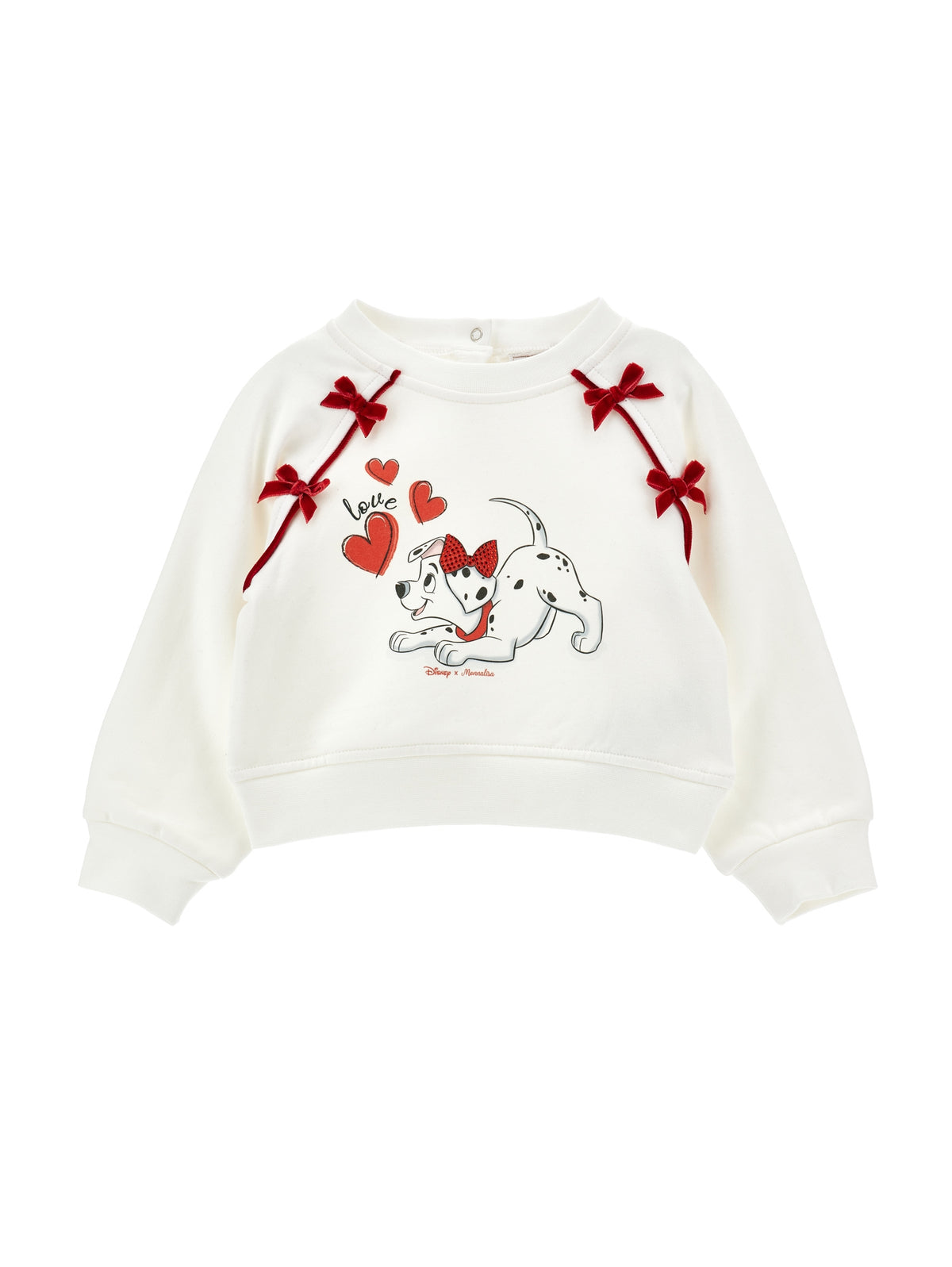 Felpa neonata Monnalisa panna/rubino in cotone | ViaMonte Shop