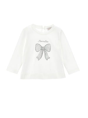T-shirt neonata Monnalisa panna in cotone