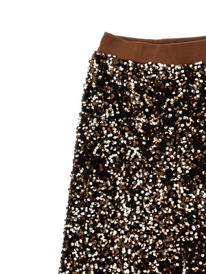 Pantalone bambina Monnalisa marrone in paillettes | ViaMonte Shop
