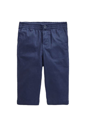 Pantalone neonato Ralph Lauren blu in twill di cotone stretch | ViaMonte Shop
