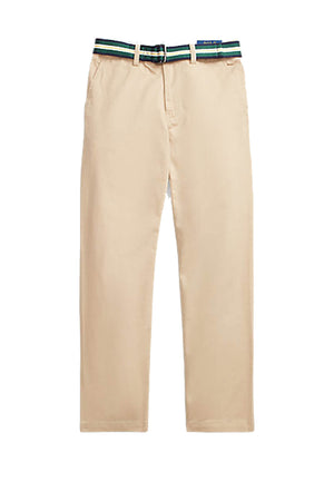 Pantalone classico bambino Ralph Lauren beige in twill stretch | ViaMonte Shop