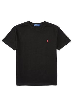 T-shirt bambino Ralph Lauren nera in jersey di cotone | ViaMonte Shop