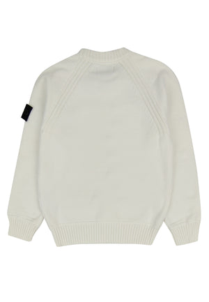 Maglia bambino Stone Island bianca in misto cotone | ViaMonte Shop