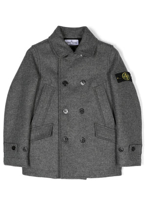 Cappotto bambino Stone Island grigio in lana | ViaMonte Shop