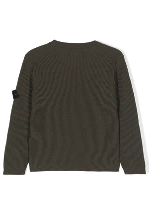 Maglia bambino Stone Island verde in lana vergine | ViaMonte Shop