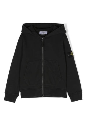Felpa bambino Stone Island nera in cotone