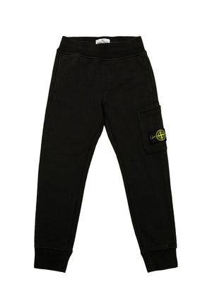 Pantalone bambino Stone Island nero in felpa di cotone