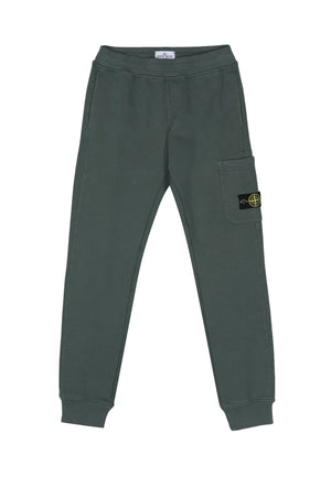 Pantalone bambino Stone Island verde in felpa di cotone