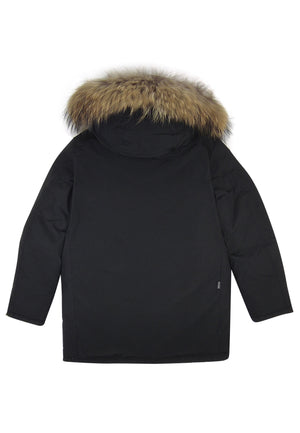 Woolrich kid's giacca Arctic Detachable Fur Parka bambino in tessuto Ramar idrorepellente nera