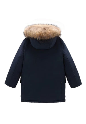 Giubbino bambino Woolrich kids Arctic Detachable Fur Parka blu in tessuto Ramar
