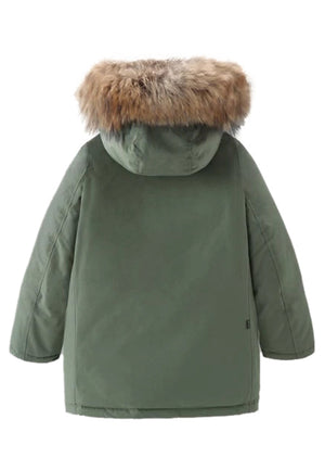 Woolrich kids giacca Arctic Detachable Fur Parka verde bambino in tessuto Ramar idrorepellente