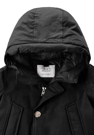 Giubbino bambino Woolrich kids Arctic Parka nero in tessuto Ramar Cloth | ViaMonte Shop