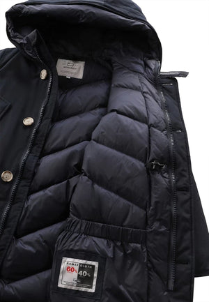 Giubbino bambino Woolrich kids Arctic Parka blu in tessuto Ramar Cloth