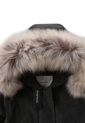 Giubbino bambina Woolrich kids Arctic Raccoon Parka nero in tessuto Ramar Cloth | ViaMonte Shop