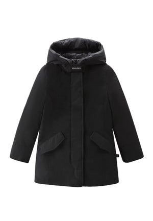 Giubbino bambina Woolrich kids Arctic Parka nero in tessuto Ramar Cloth | ViaMonte Shop