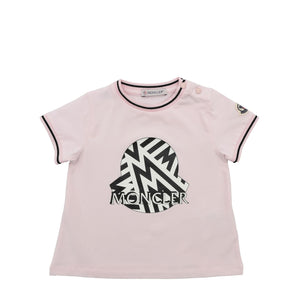 ViaMonte Shop | Moncler Enfant T-shirt neonato in cotone rosa stampa logo