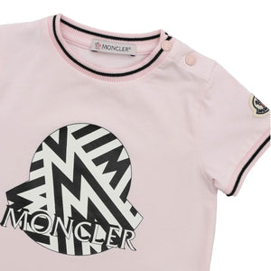 ViaMonte Shop | Moncler Enfant T-shirt neonato in cotone rosa stampa logo