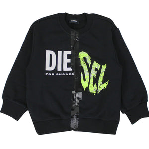ViaMonte Shop | Diesel Kid felpa sbiaysplit bambino nera in cotone