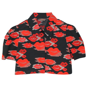 ViaMonte Shop | Elisabetta Franchi La Mia Bambina camicia cropped in popeline stampa bocche